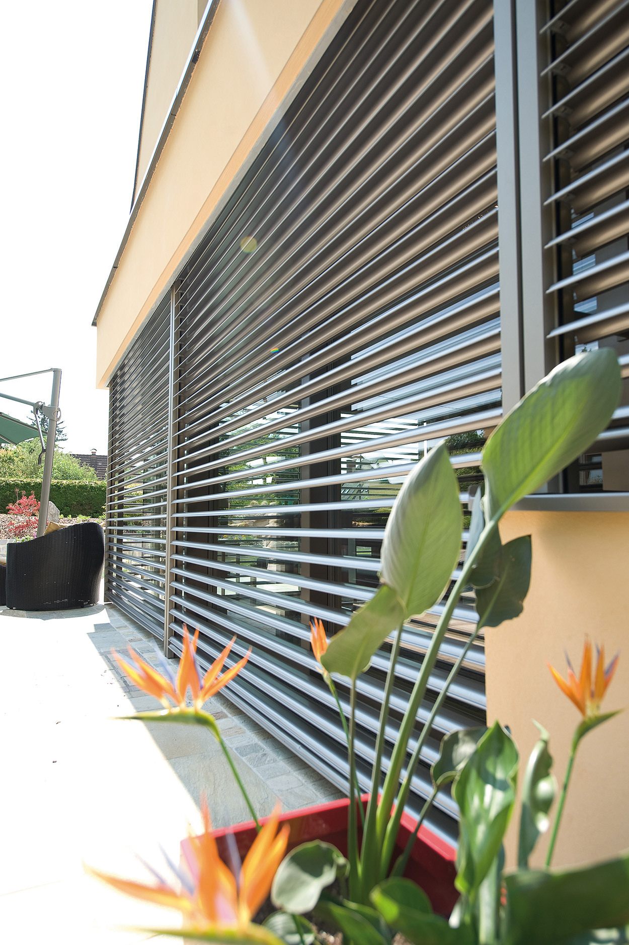 Einfamilienhaus, Ganzmetall Raffstore mit S-Lamelle