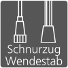 Stab zum Wenden der Lamellen und Schnurzug zum Heben und Senken des Behangs. Schnurzug und Wendestab
