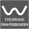 Stabile batterielose Bedienung eines drahtgebundenen Motors mit einer fix verdrahteten Steuerung. Icon Steuerung drahtgebunden