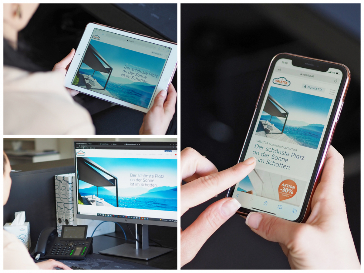 Ansicht Website auf Handy,, Tablet und PC